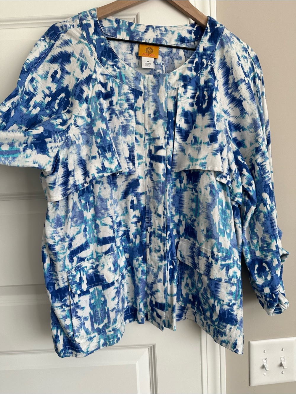Ruby Rd. Blue & White Zip-Front Top - Picture 2 of 12